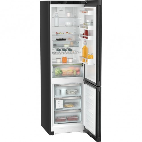 Холодильник LIEBHERR Plus с системой EasyFresh, NoFrost, 3 контейнера, высота 201,5 см, ширина 60 см, глубина 67,5 см, класс ЭЭ A++, черные двери BlackSteel, дисплей на двери