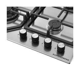 Варочная поверхность Kuppersberg/ KITCHEN RETAIL / Варочная поверхность Kuppersberg, газовая, High-Tech, 61 см, автоматический электроподжиг, газ-контроль, механическое управление, конфорки REMAY, цвет нержавеющая сталь, цвет фурнитуры черный/нержавеющая 