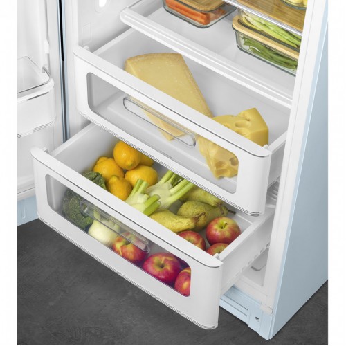 Холодильник SMEG 50-х годов, однокамерный, 270 л, пастельный голубой, инверторный компрессор, LED освещение
