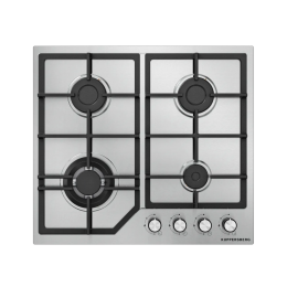 Варочная поверхность Kuppersberg/ KITCHEN RETAIL / Варочная поверхность Kuppersberg, газовая, High-Tech, 61 см, автоматический электроподжиг, газ-контроль, механическое управление, конфорки REMAY, цвет нержавеющая сталь, цвет фурнитуры черный/нержавеющая 