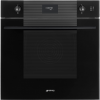 Встраиваемый духовой шкаф SMEG 60 см с пиролизом и пароувлажнением, 11 функций, черное стекло, класс А+