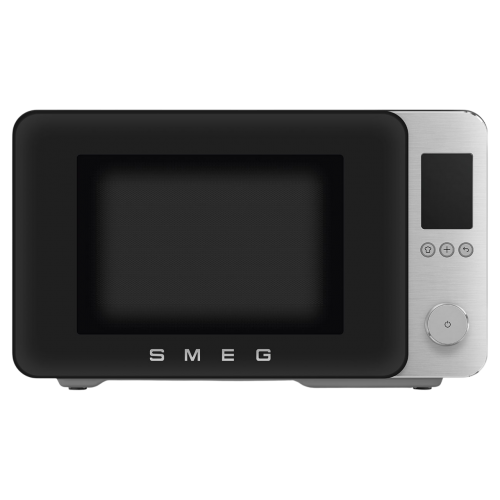 Микроволновая печь SMEG, отдельностоящая, объем 27 л, 9 функции приготовления, аэрогриль, 25 автоматических программ, быстрый старт, размораживание, мощность 900 Вт, 5 уровней мощности, инвертер + поворотный стол, плавное открывание дверцы, цвет черный