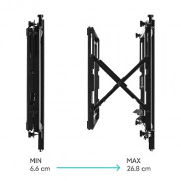 Крепление ONKRON PRO7M Black для 40-70 ТВ, макс. 45 кг, рег. вылет 106-124/259-277 мм, вертик. 0-13 мм, портрет/альбом, Push UP, 600x400.