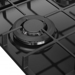 Варочная панель MONSHER MSG 43 Noir, газ, 44 см, 3 конфорки, электроподжиг, газ-контроль, чугунные решетки, черный