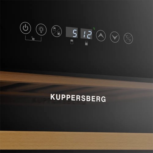 Винный шкаф KUPPERSBERG/ Винный шкаф KUPPERSBERG, ВхШхГ 820х595х570 мм, встраиваемый, High-Tech, объем 129 л, вместимость 46 бутылок, диапазон температуры 5-22 градусов, сенсорное открытие двери, 4 полки из бука, LCD дисплей, уровень шума 40 дБ, цвет черн