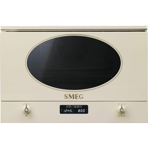 Встраиваемая микроволновая печь SMEG Coloniale 60 см, 38 см, кремовая с позолоченными переключателями