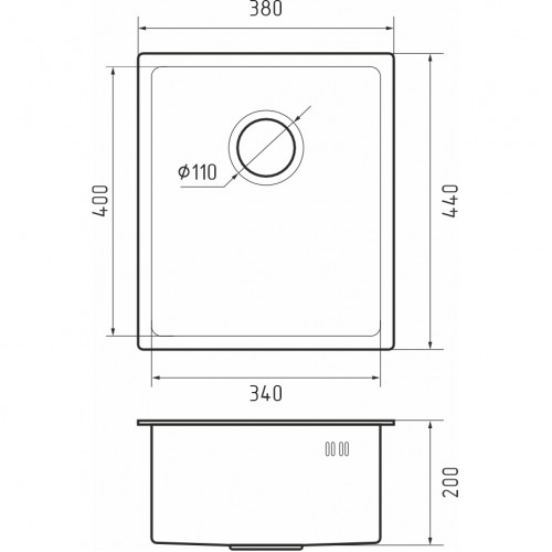 Rivelato Rinox 3844 UN PVD black Мойка нерж.сталь 1 чаша 380*440*200 мм, монтаж: универсальный, материал: нержавеющая сталь, цвет: черный