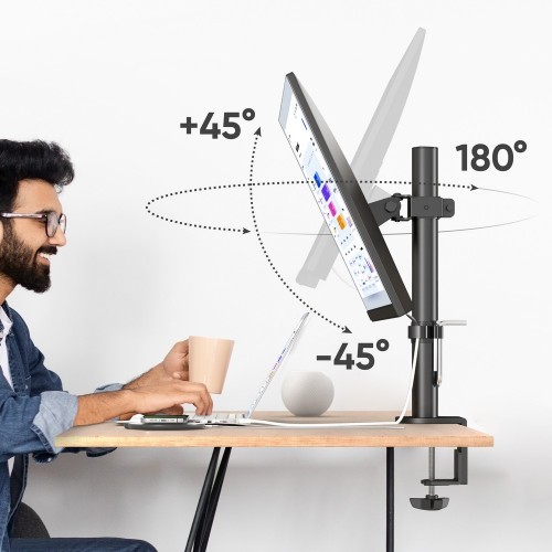 Кронштейн для монитора ONKRON 13-34 с наклоном -85°/+45°, поворотом 360°, струбциной и вертикальным перемещением до 380мм, нагрузка до 10кг