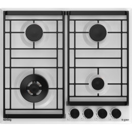 Варочная панель KORTING HG 6302 CTW, газовая, 60 см, 4 конфорки, WOK, газ-контроль, электроподжиг.
