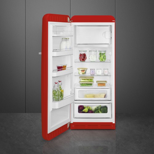 Холодильник SMEG/ Отдельностоящий однодверный холодильник, ВхШхГ 1500х601х728 мм, стиль 50-х годов, 60 см, красный, петли слева