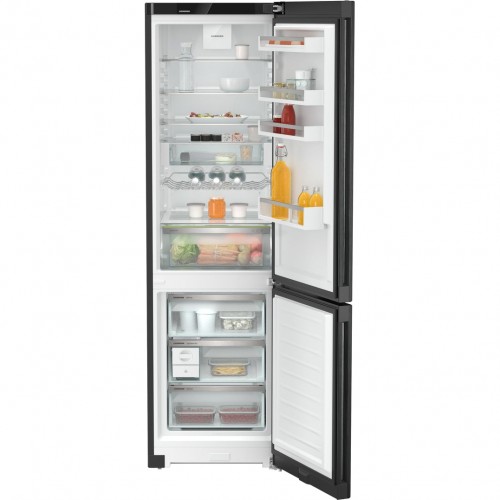 Холодильник LIEBHERR Plus с системой EasyFresh, NoFrost, 3 контейнера, высота 201,5 см, ширина 60 см, глубина 67,5 см, класс ЭЭ A++, черные двери BlackSteel, дисплей на двери