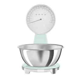 Кухонные весы SMEG KSF01PGWW, 5 кг, 1 г, пастельно-зеленые, LED-дисплей