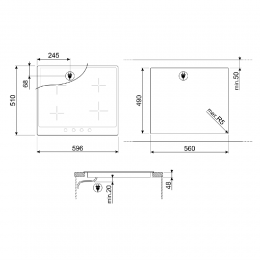 Варочная панель SMEG P864AO, стеклокерамика, 4 конфорки Hi-Light, антрацит.