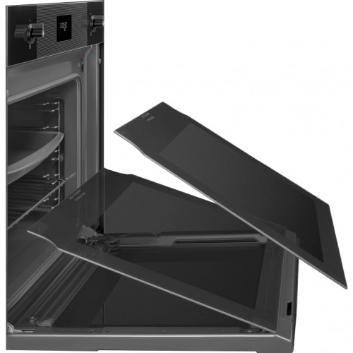 Встраиваемая электрическая духовка SMEG Linea 60 см - Многофункциональный духовой шкаф с паром, 11 функций, черное стекло Deep Black