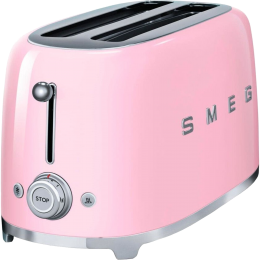 SMEG TSF02PKEU Тостер: Ретро, 4 ломтика, нержавеющая сталь, 6 уровней поджаривания, розовый