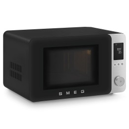 Микроволновая печь SMEG, отдельностоящая, объем 27 л, 9 функции приготовления, аэрогриль, 25 автоматических программ, быстрый старт, размораживание, мощность 900 Вт, 5 уровней мощности, инвертер + поворотный стол, плавное открывание дверцы, цвет черный