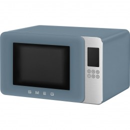 Микроволновая печь SMEG, отдельностоящая, объем 29 л, 4 функции приготовления, гриль, 18 автоматических программ, быстрый старт, размораживание, мощность 900 Вт, 5 уровней мощности, инвертер + поворотный стол, цвет синий шторм