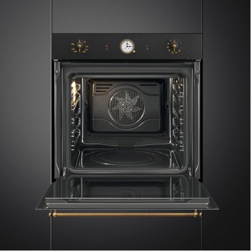 Встраиваемый духовой шкаф SMEG Coloniale 60 см – 9 режимов, пиролиз, 65 л, галогенная подсветка, таймер и Soft Close