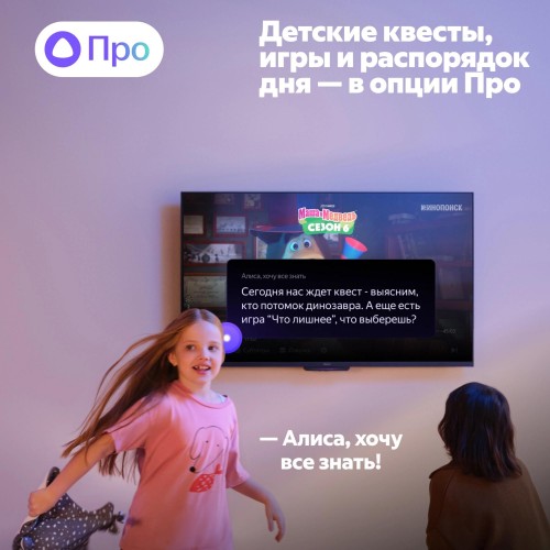 Телевизор LED Yandex 65" ТВ Станция/ Телевизор LED Yandex 65" ТВ Станция Яндекс.ТВ черный 4K Ultra HD 60Hz USB 2.0 = 1шт, USB 3.0 = 1шт WiFi Smart TV