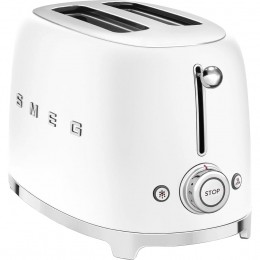 Тостер Smeg tsf01whmeu, стиль 50-х, 2 ломтика, нержавеющая сталь, 6 уровней поджаривания, белый матовый