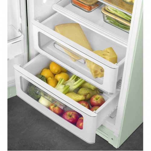 Холодильник SMEG 50-х годов, однокамерный с морозильной камерой, 270 л, пастельный зеленый, инверторный компрессор, LED освещение