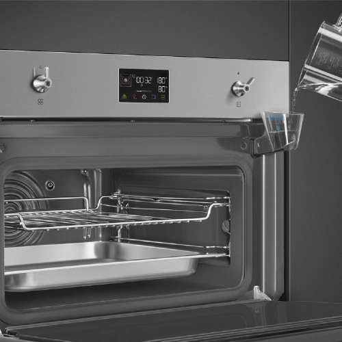 Встраиваемая электрическая духовка SMEG с паром, 45 см, 41 л, 12 функций, нержавеющая сталь - компактный духовой шкаф для идеальной готовки