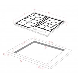 Варочная поверхность Kuppersberg/ KITCHEN RETAIL / Варочная поверхность Kuppersberg, газ, High-Tech, 59 см, автоматический электроподжиг, газ-контроль, форсунки под сжиженый газ, SABAF конфорки, чугунные решетки, цвет черный, цвет фурнитуры черный