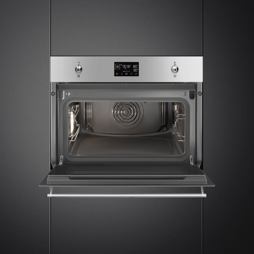 Встраиваемая электрическая духовка SMEG с паром, 45 см, 41 л, 12 функций, нержавеющая сталь - компактный духовой шкаф для идеальной готовки