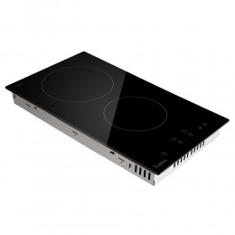 Электрическая варочная панель Evelux EV 3020, 2 конфорки, Hi-Light, 1200/1700 Вт, сенсорное управление, таймер, черная