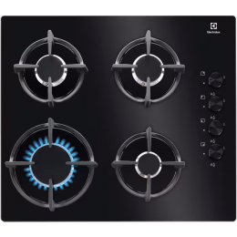 Газовая варочная поверхность Electrolux KGG6407K - стекло, 7650 Вт, газ-контроль, чугунные решётки, 58x51 см