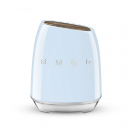 Комплект ножей SMEG, нож для овощей, нож универсальный, нож для мяса, нож сантоку, нож для хлеба, шеф-нож, подставка, цвет пастельный голубой