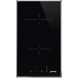 Варочная поверхность SMEG/ Варочная поверхность SMEG, индукция, 30 см, 2 зоны нагрева, цифровой дисплей, сенсорное управление, прямой край, 9 уровней мощности, автоматическое отключение, индикация остаточного тепла, таймер, рамка из нержавеющей стали, цве