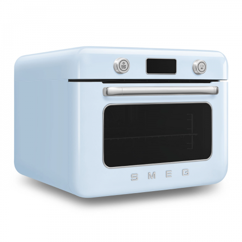 Мини-печь Smeg 30 л с LCD дисплеем и 10 функциями приготовления в стиле 50-х, пастельный голубой