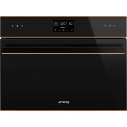 Духовой шкаф Smeg SO4602M1NR, компактный, 60 см, 11 функций, черное стекло, медный профиль.