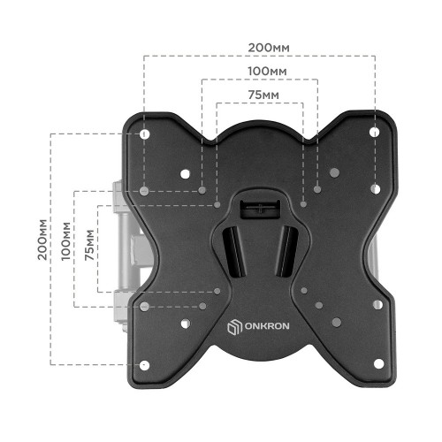 Кронштейн ONKRON 17-43 дюймов, фиксированный, черный, макс 200x200 мм, от стены 16 мм, макс вес 35 кг
