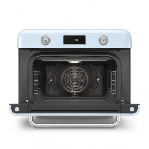 Мини-печь Smeg 30 л с LCD дисплеем и 10 функциями приготовления в стиле 50-х, пастельный голубой
