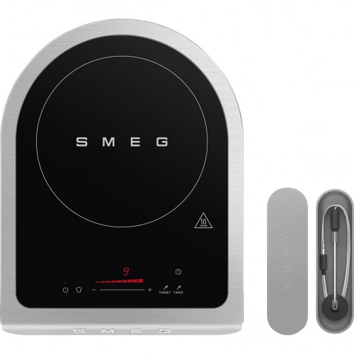 Настольная индукционная плита Smeg 1 зона, 1.45/2.1 кВт, сенсорное управление, таймер, черный матовый