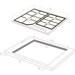 Варочная панель Monsher MGG 63 Blanc, газ, 4 конфорки, 59 см, электроподжиг, газ-контроль, белая.