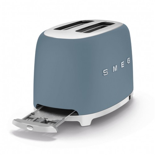 Тостер SMEG 50-х годов, 2 ломтика, корпус из нержавеющей стали, 6 уровней поджаривания, синий шторм