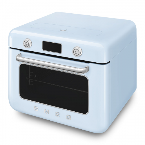 Мини-печь Smeg 30 л с LCD дисплеем и 10 функциями приготовления в стиле 50-х, пастельный голубой