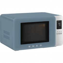 Микроволновая печь SMEG, отдельностоящая, объем 29 л, 4 функции приготовления, гриль, 18 автоматических программ, быстрый старт, размораживание, мощность 900 Вт, 5 уровней мощности, инвертер + поворотный стол, цвет синий шторм