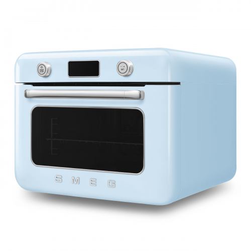 Мини-печь Smeg 30 л с LCD дисплеем и 10 функциями приготовления в стиле 50-х, пастельный голубой