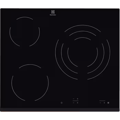 Встраиваемая электрическая панель ELECTROLUX 59x52 см, стеклокерамика, 3 конфорки, сенсорное управление, черная