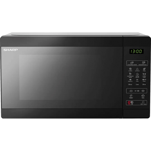 Микроволновая печь Sharp 20 л, 800 Вт с сенсорными переключателями и грилем - черная, 44 см x 25.8 см x 32.4 см