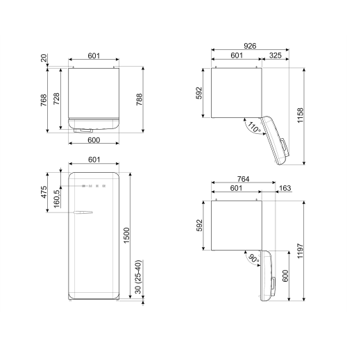 Холодильник SMEG/ Холодильник SMEG, ВхШхГ 1530х601х728 мм, отдельностоящий, стиль 50-х, однокамерный, внутренняя морозильная камера, объем 270 л (244 + 26), LED освещение, инверторный компрессор, энергоэффективность С, цвет розовый