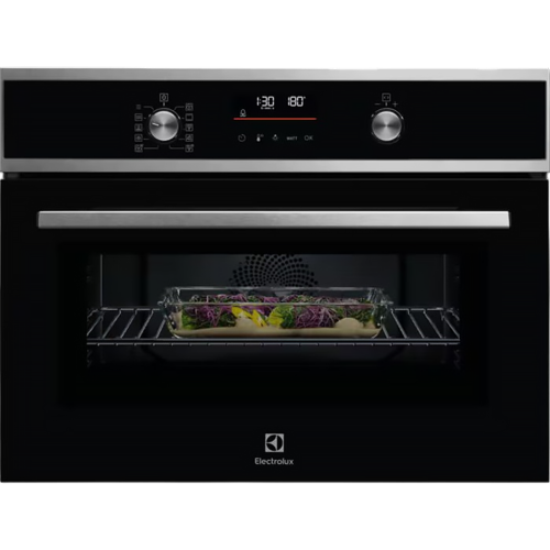 Встраиваемый духовой шкаф Electrolux с СВЧ 45 см | Компактный, 43 л, 14 режимов, нержавеющая сталь
