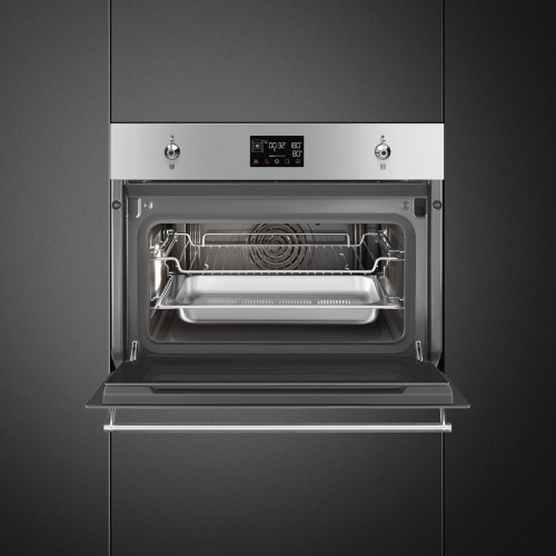 Встраиваемая электрическая духовка SMEG с паром, 45 см, 41 л, 12 функций, нержавеющая сталь - компактный духовой шкаф для идеальной готовки