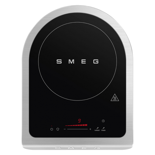 Настольная индукционная плита Smeg 1 зона, 1.45/2.1 кВт, сенсорное управление, таймер, черный матовый