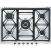 Встраиваемая газовая панель SMEG Classica 70 см из нержавеющей стали с серебряной фурнитурой