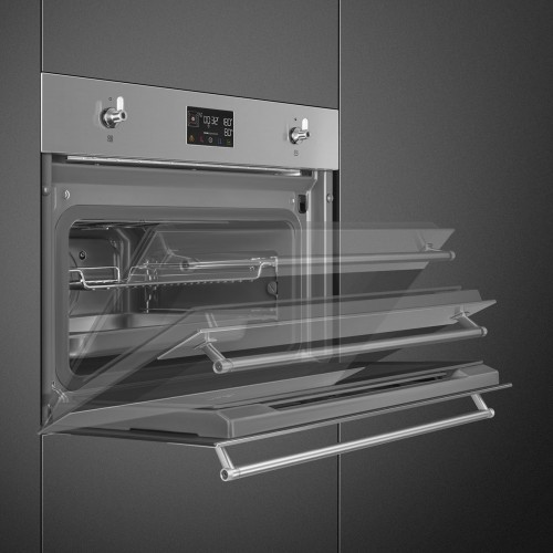 Встраиваемая электрическая духовка SMEG с паром, 45 см, 41 л, 12 функций, нержавеющая сталь - компактный духовой шкаф для идеальной готовки